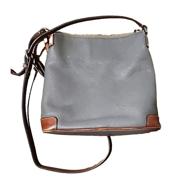 Dooney & Bourke Pebble Grain Small Tassel Crossbody Shoulder Bag Taupe Excellent - Picture 3 of 10